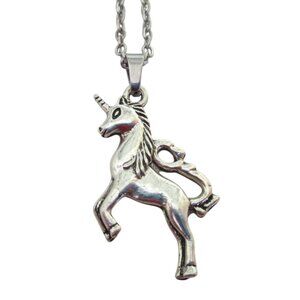 New Unicorn Pendant Necklace With 20" Stainless Chain Whimsical Fantasy Jewelry
